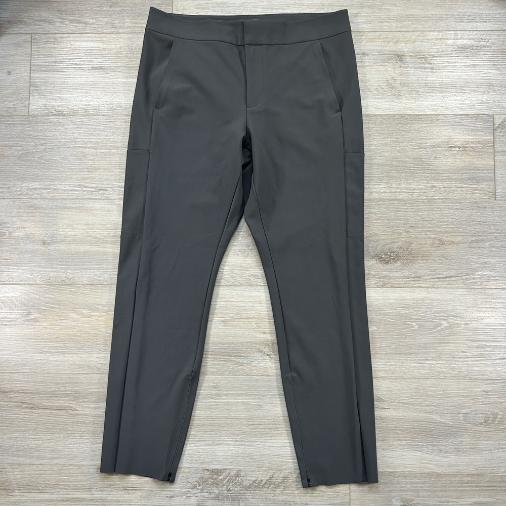 Athleta Stellar Trouser Pants Womens 14 Black Stretch Ankle Zip Work Travel
